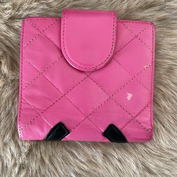 CHANEL Bifold Wallet Card Coin Bill Case Purse hot Pink - Picture 5 of 10